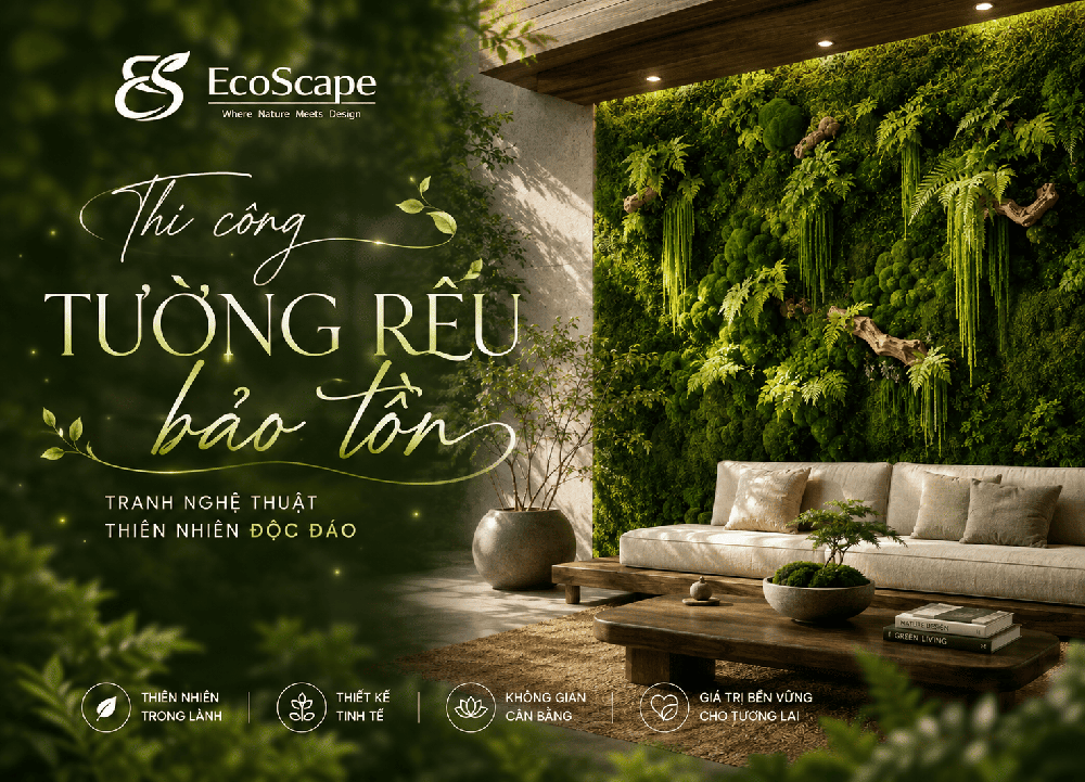 Thi Công Tường Rêu Bảo Tồn – Tranh Nghệ Thuật Thiên Nhiên Độc Đáo