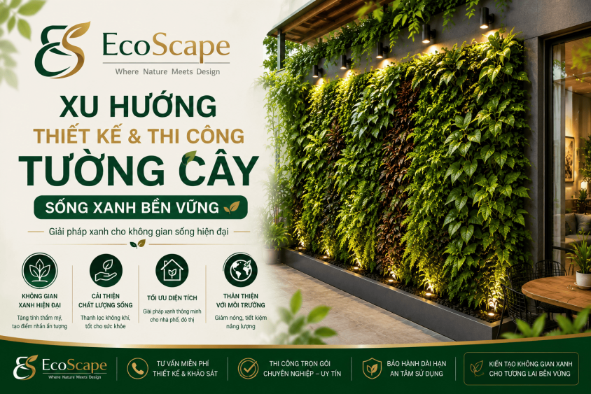 Xu Hướng Thiết Kế & Thi Công Tường Cây 2026 – Sống Xanh Bền Vững