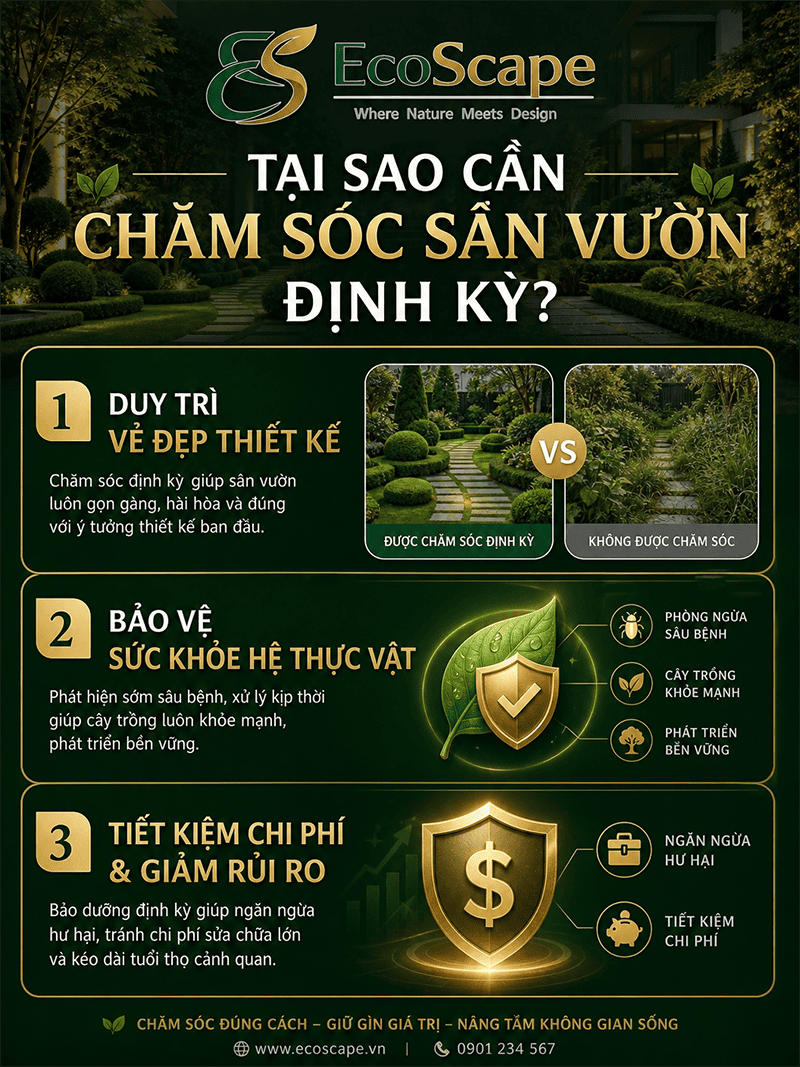 Chăm sóc cải tạo sân vườn biệt thự