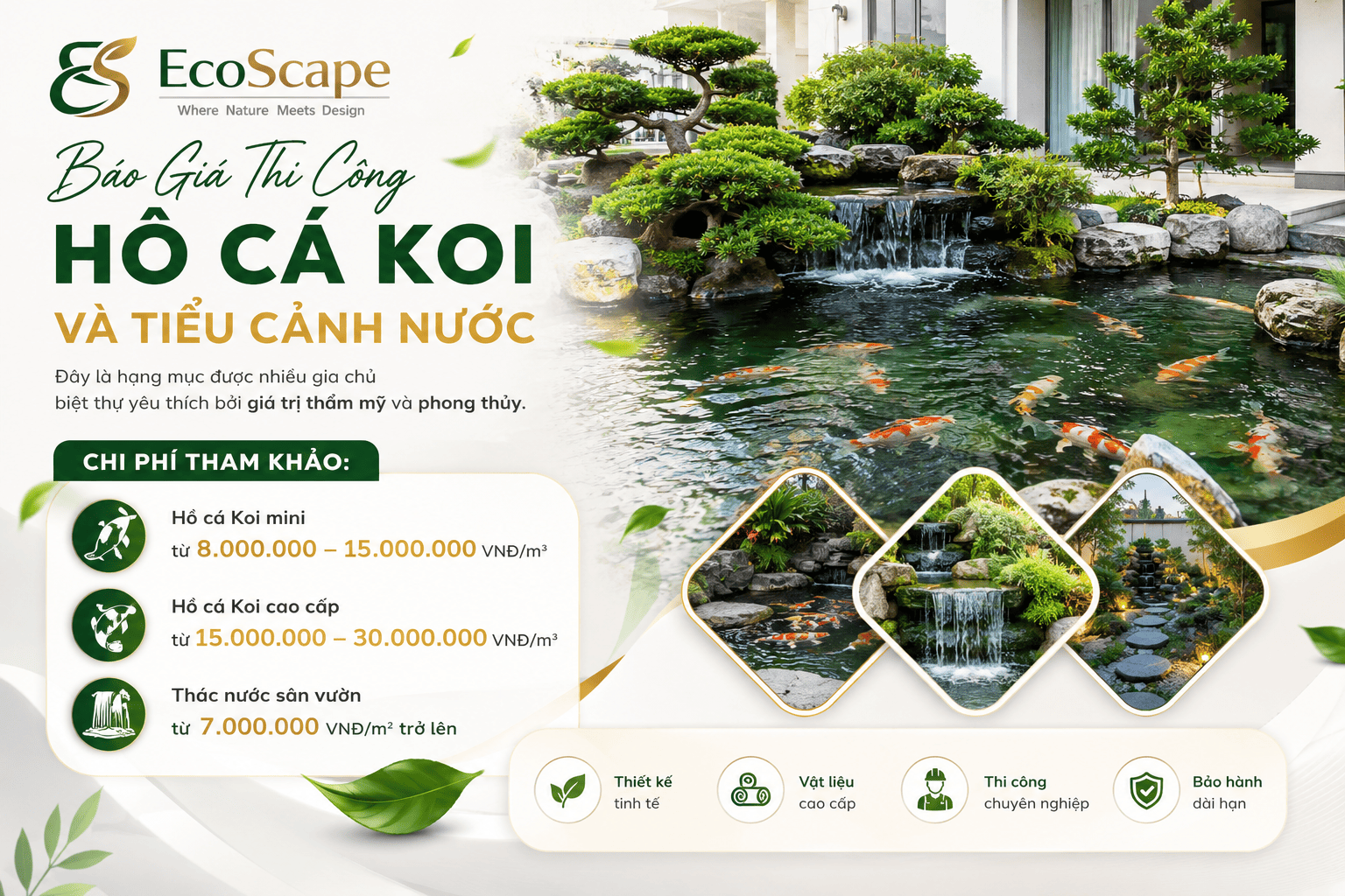 Báo giá thi công tiểu cảnh nước sân vườn
