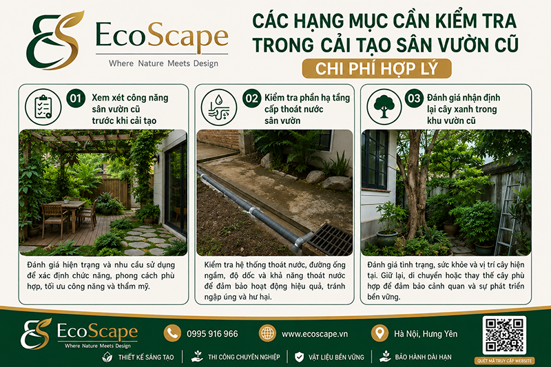 Thi công cải tạo sân vườn cũ 