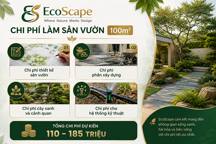 Làm sân vườn 100m2 hết bao nhiêu tiền