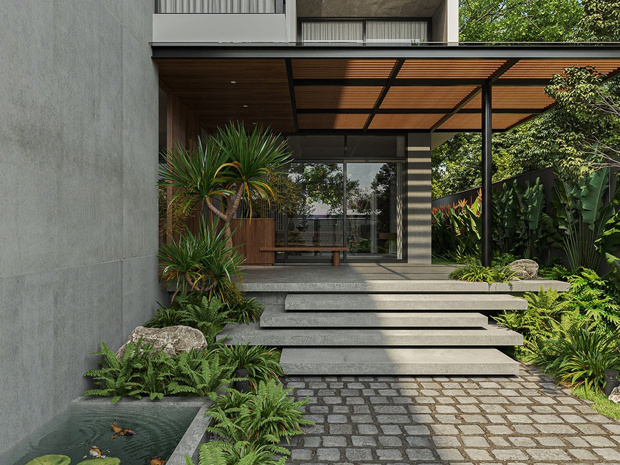 Thiết kế thi công sân vườn nhỏ trước nhà