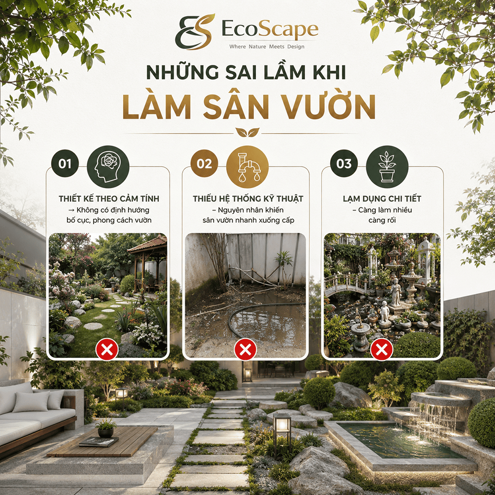 Những sai lầm khi thiết kế sân vườn