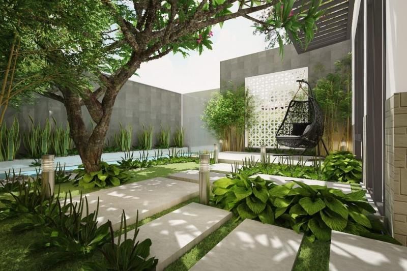 Thi công sân vườn hiện đại đơn giản