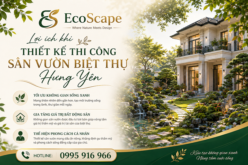 Thi công sân vườn đẹp Hưng Yên