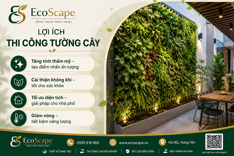 Lợi ích thi công tường cây đẹp Hưng Yên