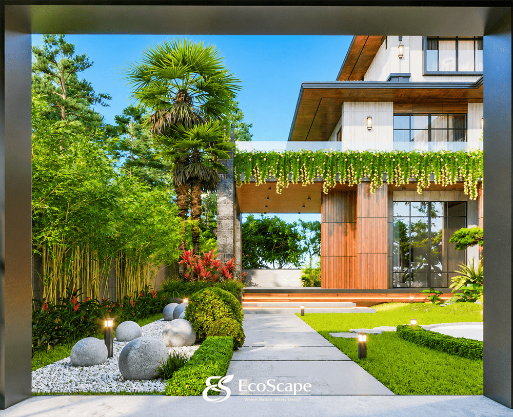 Thiết kế thi công sân vườn biệt thự Long Biên